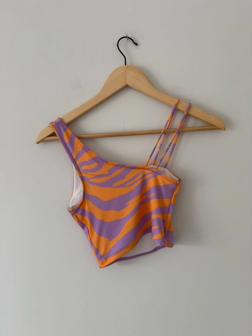 Bershka Purple and Orange Zebra Print Asymmetric Strappy Crop Top (size XS) - Picture 2 of 4